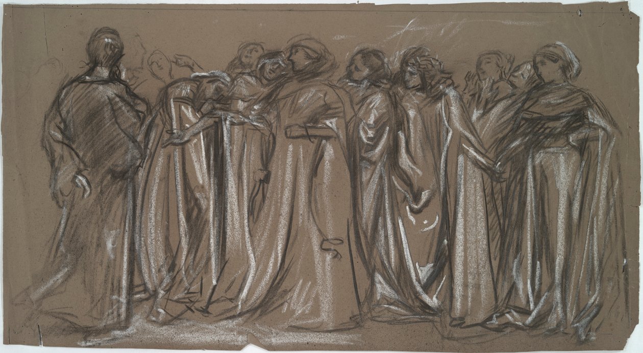 Studie for de fangede dyder, figurstudie for af Edwin Austin Abbey