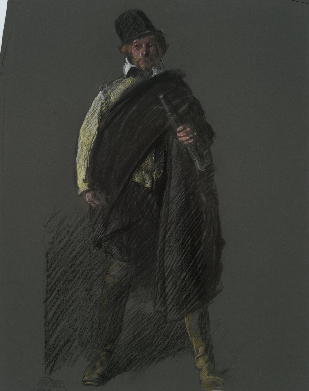 Studie til figuren af kaptajn Peter Minuit, i af Edwin Austin Abbey