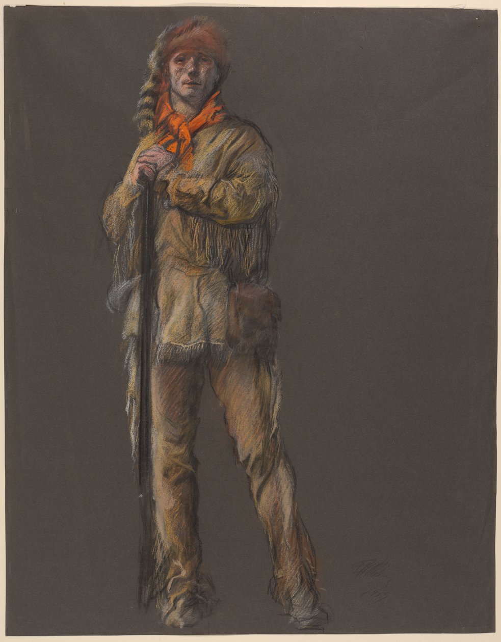 Undersøgelse til figuren af Daniel Boone, i af Edwin Austin Abbey