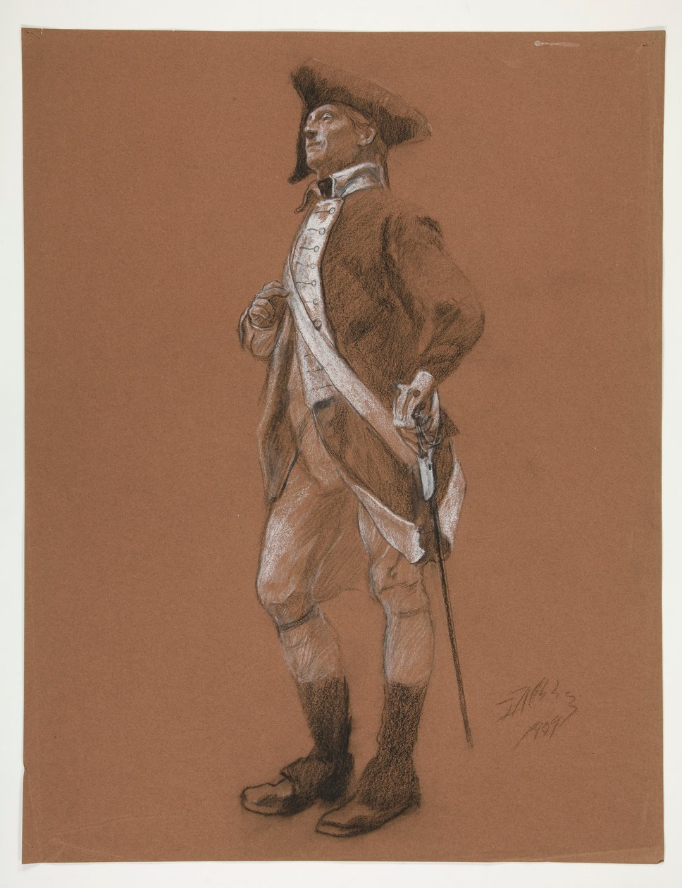 Undersøgelse af figuren af general Anthony Wayne, i af Edwin Austin Abbey