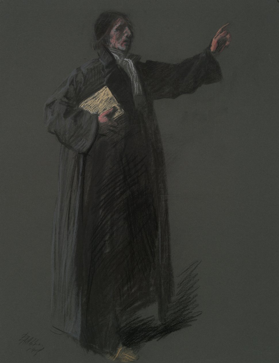 Studie til figuren af Johann Kelpius, i af Edwin Austin Abbey