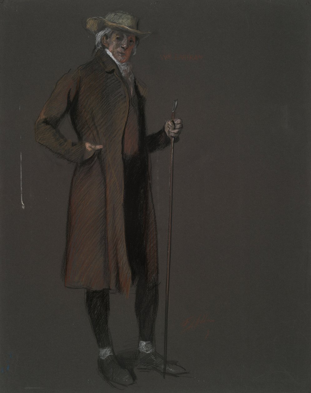 Studie til figuren af John Bartram, i af Edwin Austin Abbey