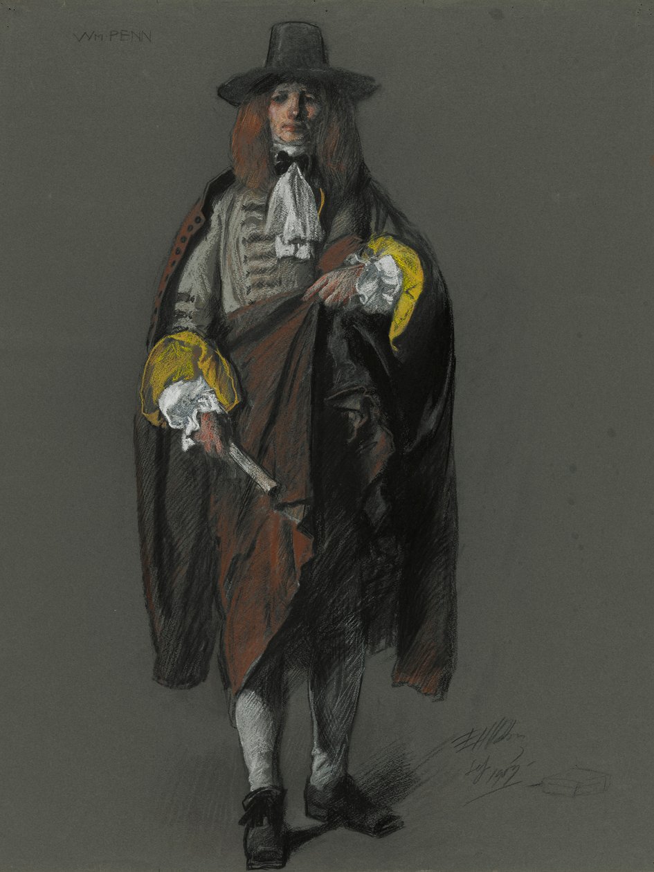 Undersøgelse for figuren af William Penn i af Edwin Austin Abbey