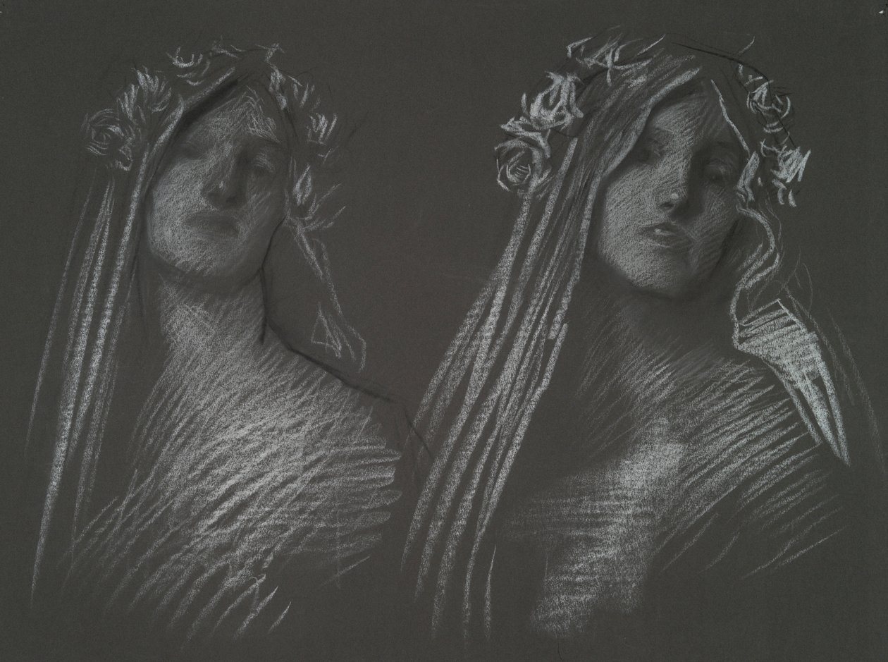 Undersøgelse for lederen af Blanchefleur for af Edwin Austin Abbey