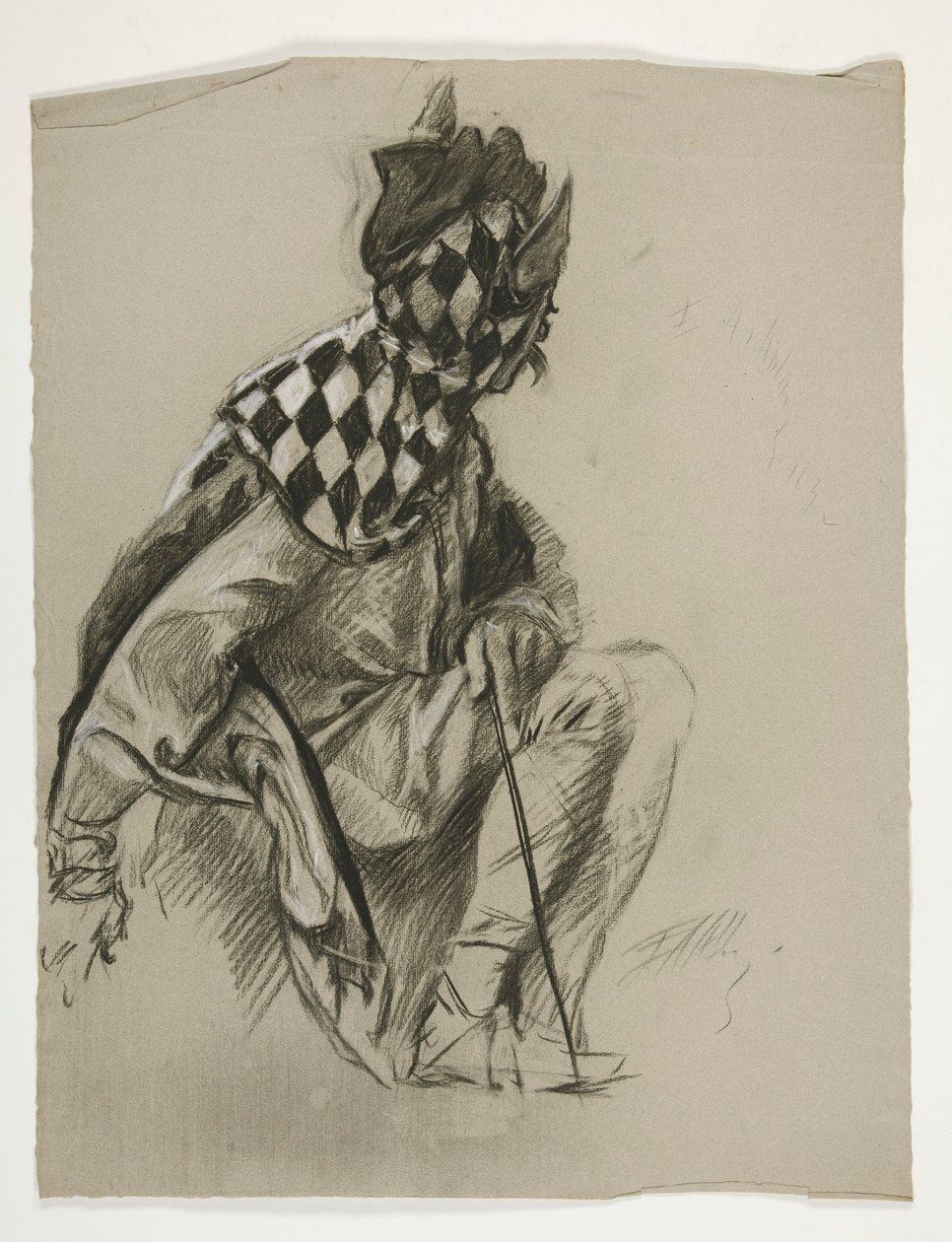 Studie af Jester (ubrugt), for Quest of the Holy Grail (en serie på femten malerier til Boston Public Library, afsluttet i 1901) af Edwin Austin Abbey