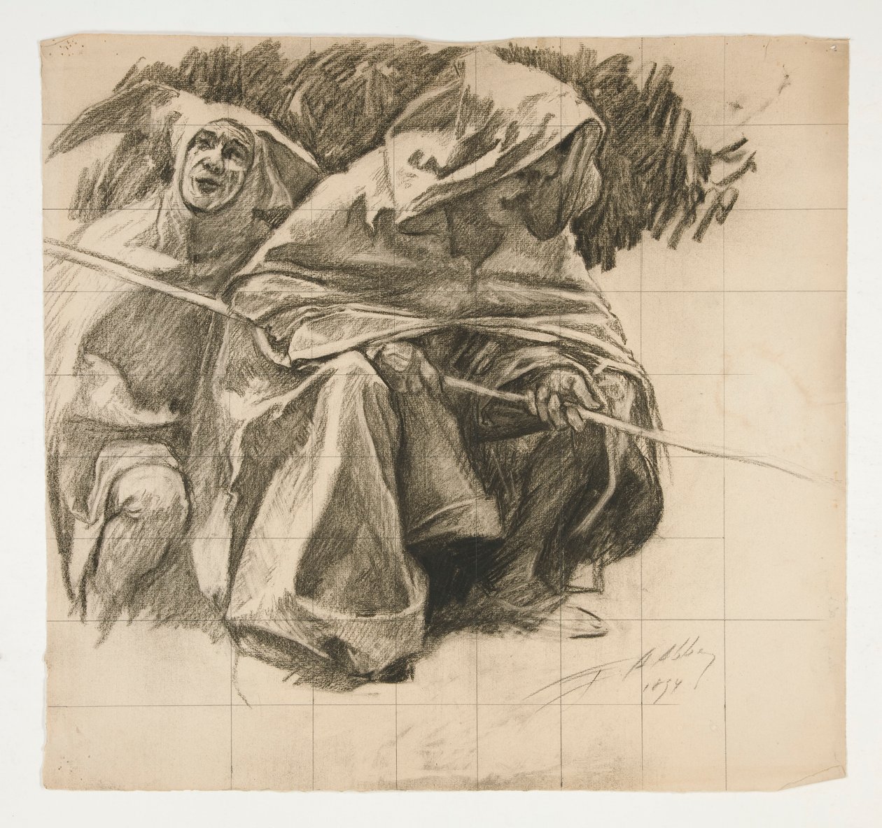 Studie af The Fisher King, fra The Quest of the Holy Grail (en serie på femten malerier til Boston Public Library, afsluttet i 1901) af Edwin Austin Abbey