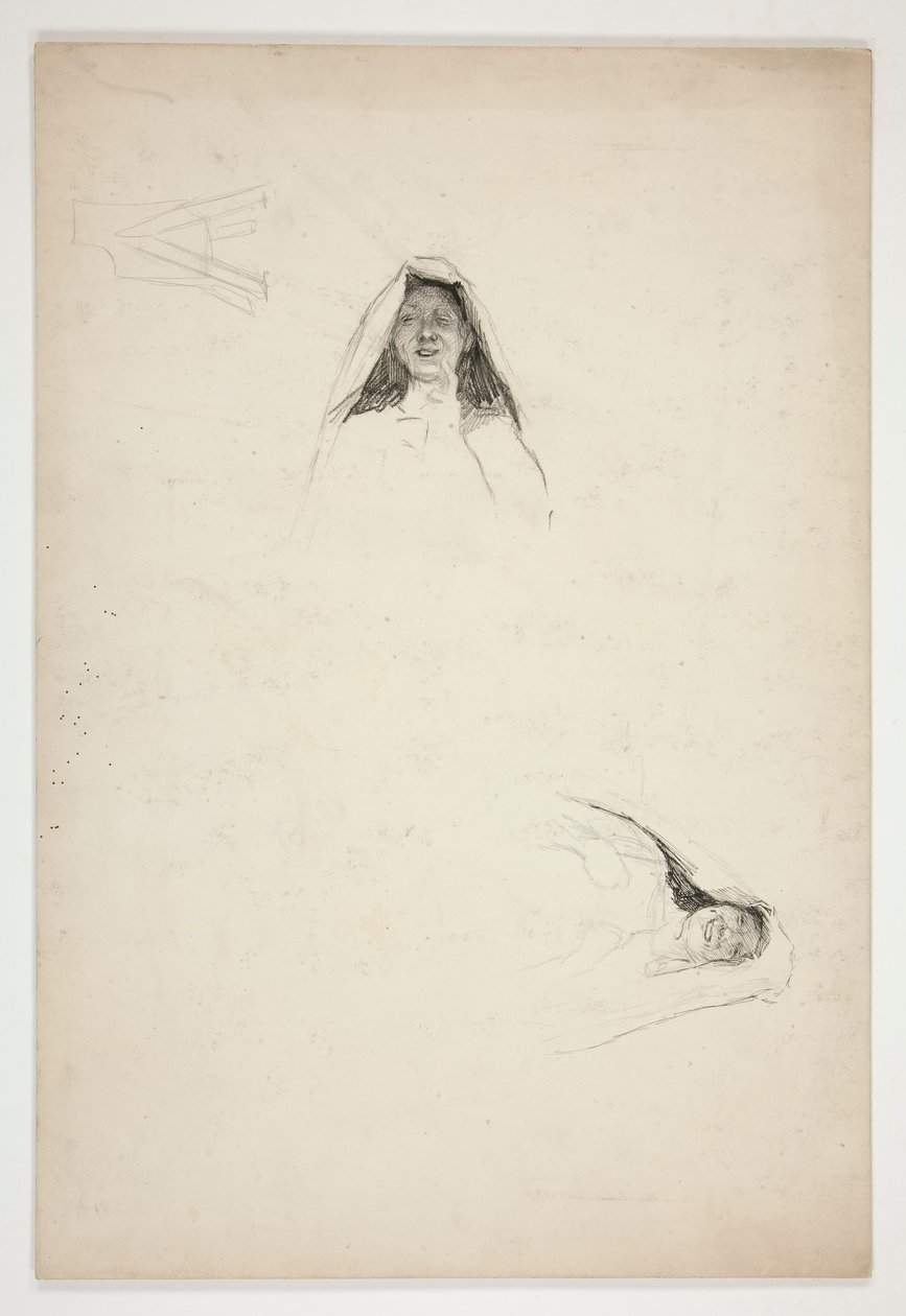 Studie af to hoveder, Jaquenetta, fra kærlighed af Edwin Austin Abbey