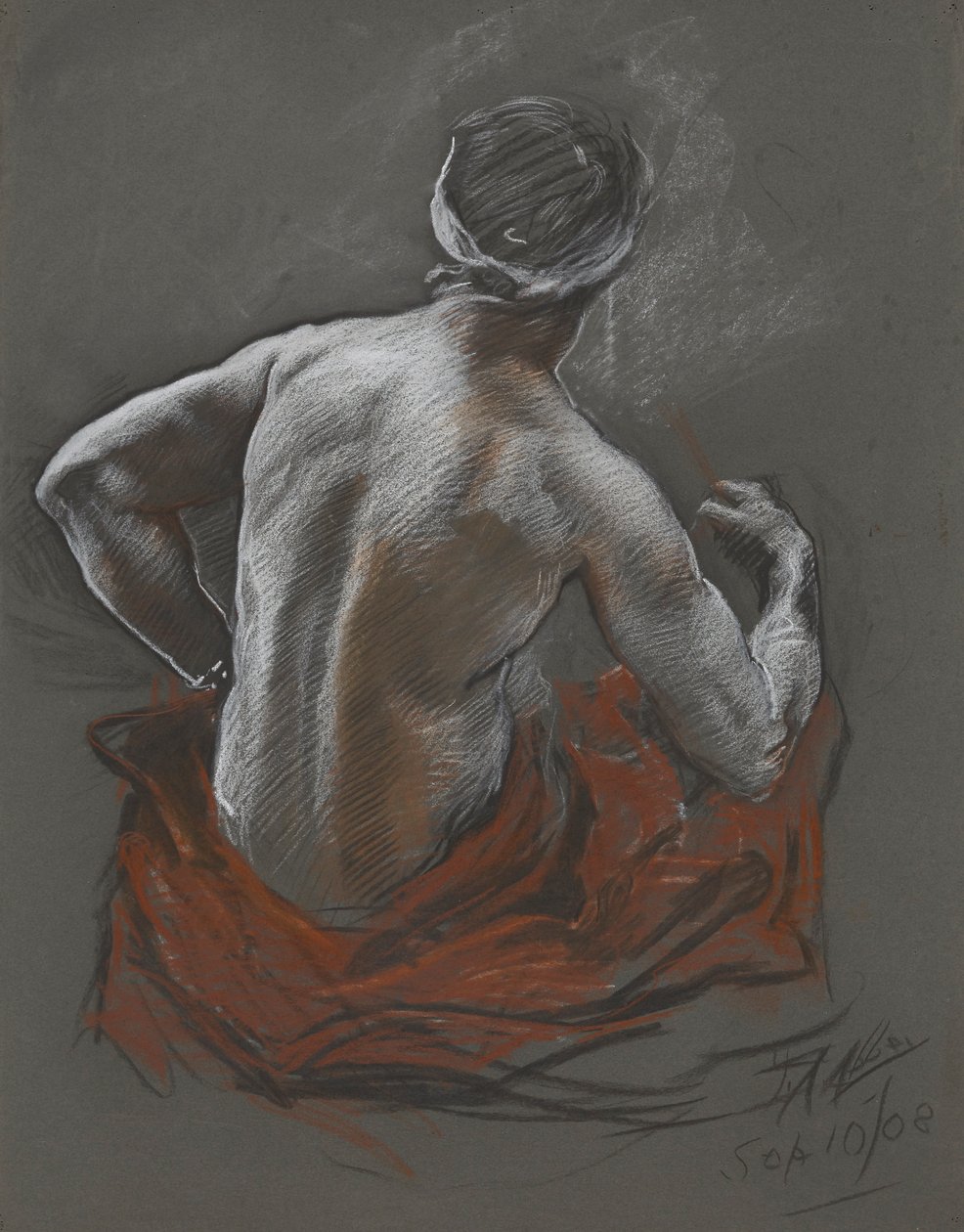 Studie af en siddende indianer, figurstudie for Penn af Edwin Austin Abbey