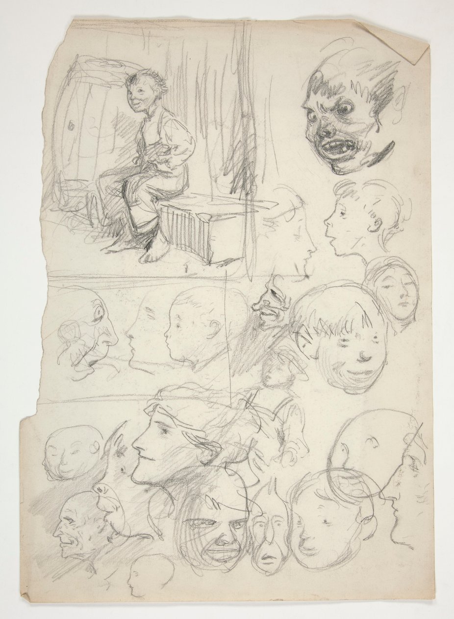 Studie af en dreng, undersøgelse af ansigter af Edwin Austin Abbey