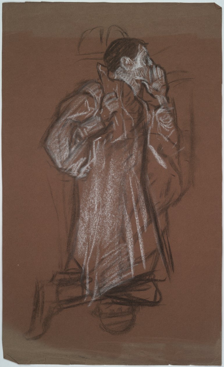 Studie af en knælende mand, muligvis for Verden uden af Edwin Austin Abbey