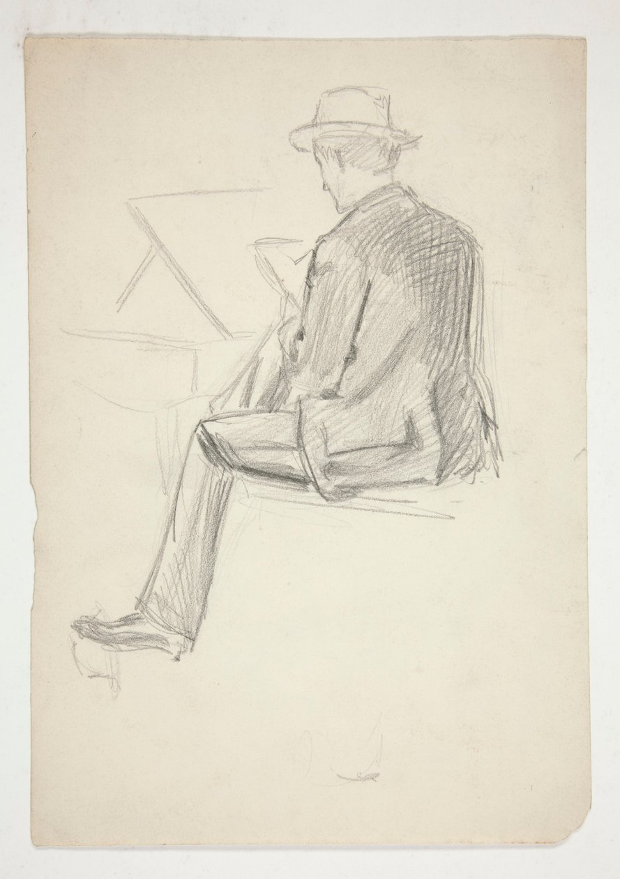 Studie af en siddende mand, der tegner af Edwin Austin Abbey
