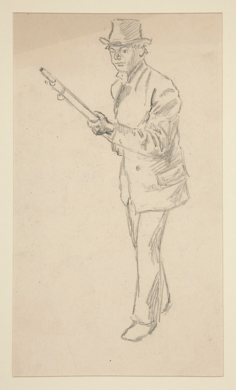 Studie af en mand med et haglgevær af Edwin Austin Abbey