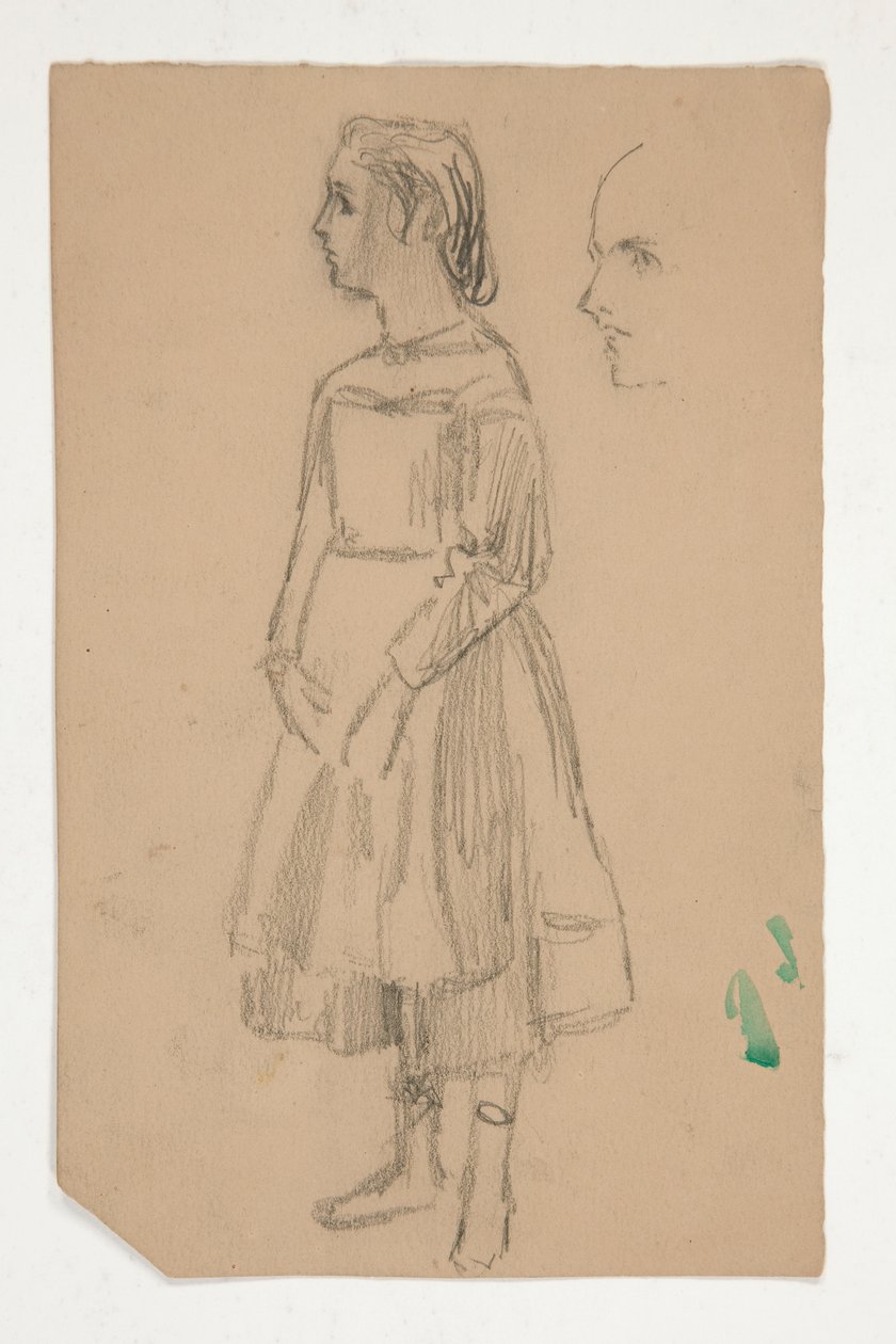 Studie af en ung pige i Pinafore af Edwin Austin Abbey