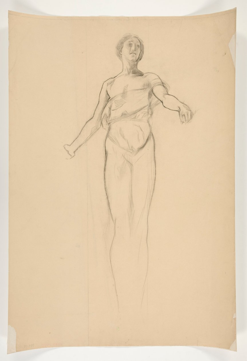 Studie af en allegorisk kvindelig figur til vægmaleri i statens hovedbygning i Harrisburg, Pennsylvania, 1902-1911 (fuldført af John Singer Sargent) af Edwin Austin Abbey