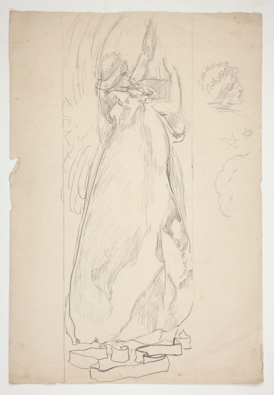 Studie af en engel (til farvet glas? til et loft?) af Edwin Austin Abbey
