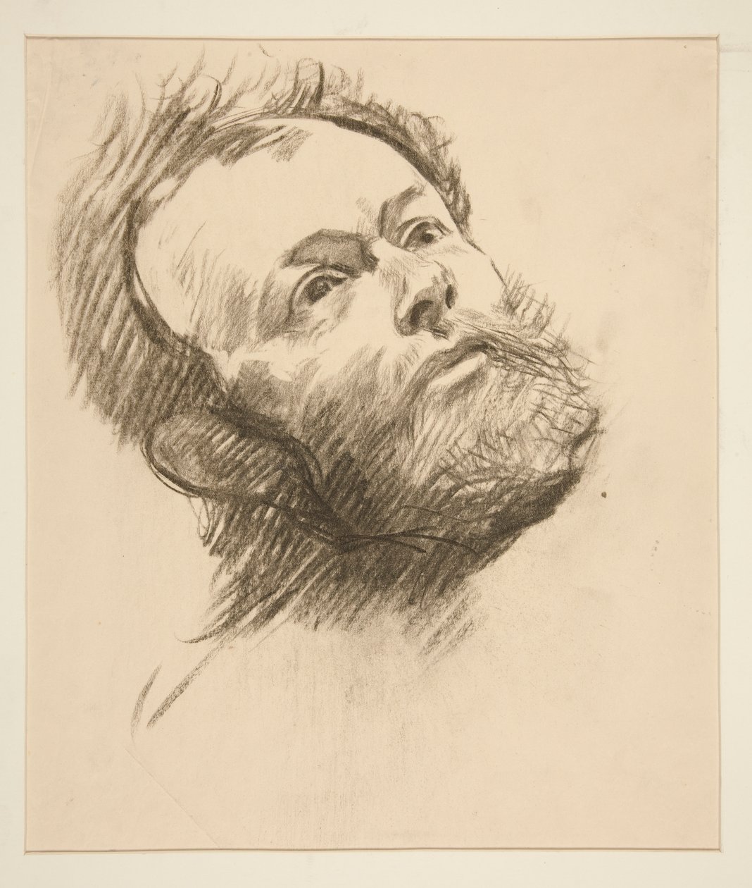 Studie af leder af skægget mand for The Quest of the Holy Grail (serie på femten malerier til Boston Public Library, afsluttet i 1901) af Edwin Austin Abbey
