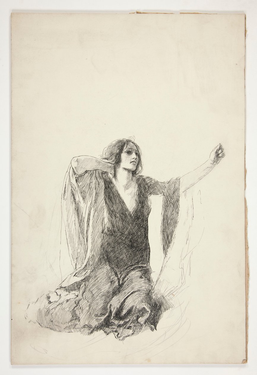 Studie af knælende kvinde, sandsynligvis et studie for Juliet i gravscenen, af Edwin Austin Abbey