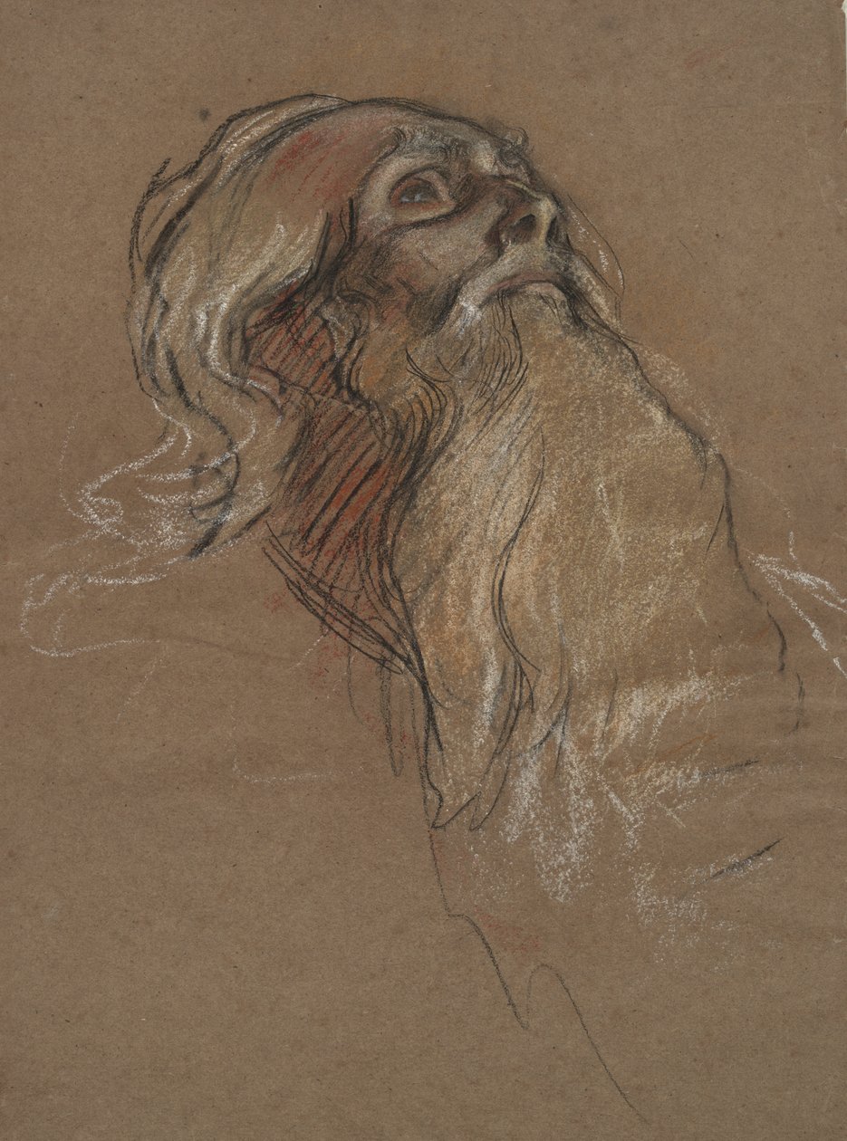 Studie af lederen af kong Amfortas, for af Edwin Austin Abbey