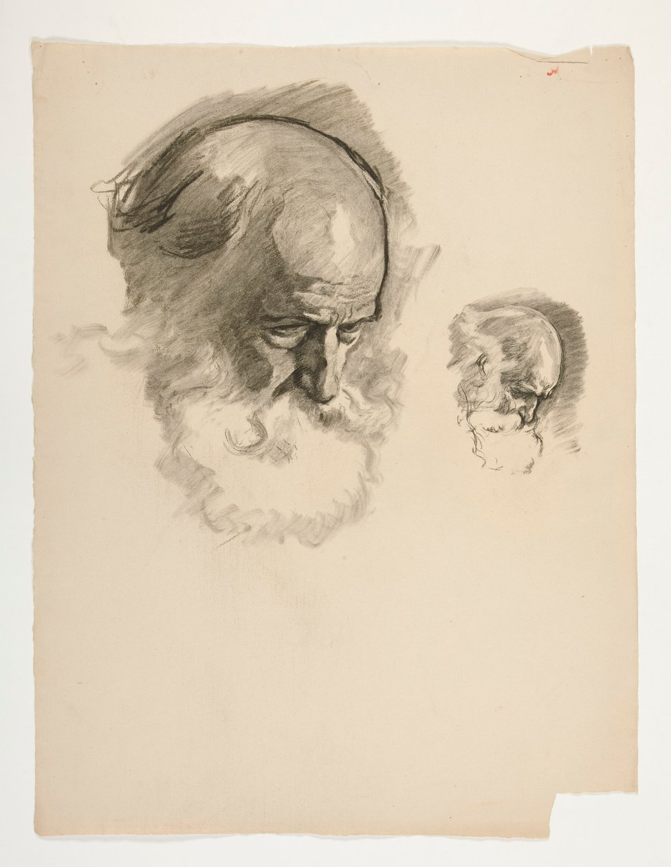 Studie af hovedet af en gammel skægget mand, for kong Arthur af Edwin Austin Abbey