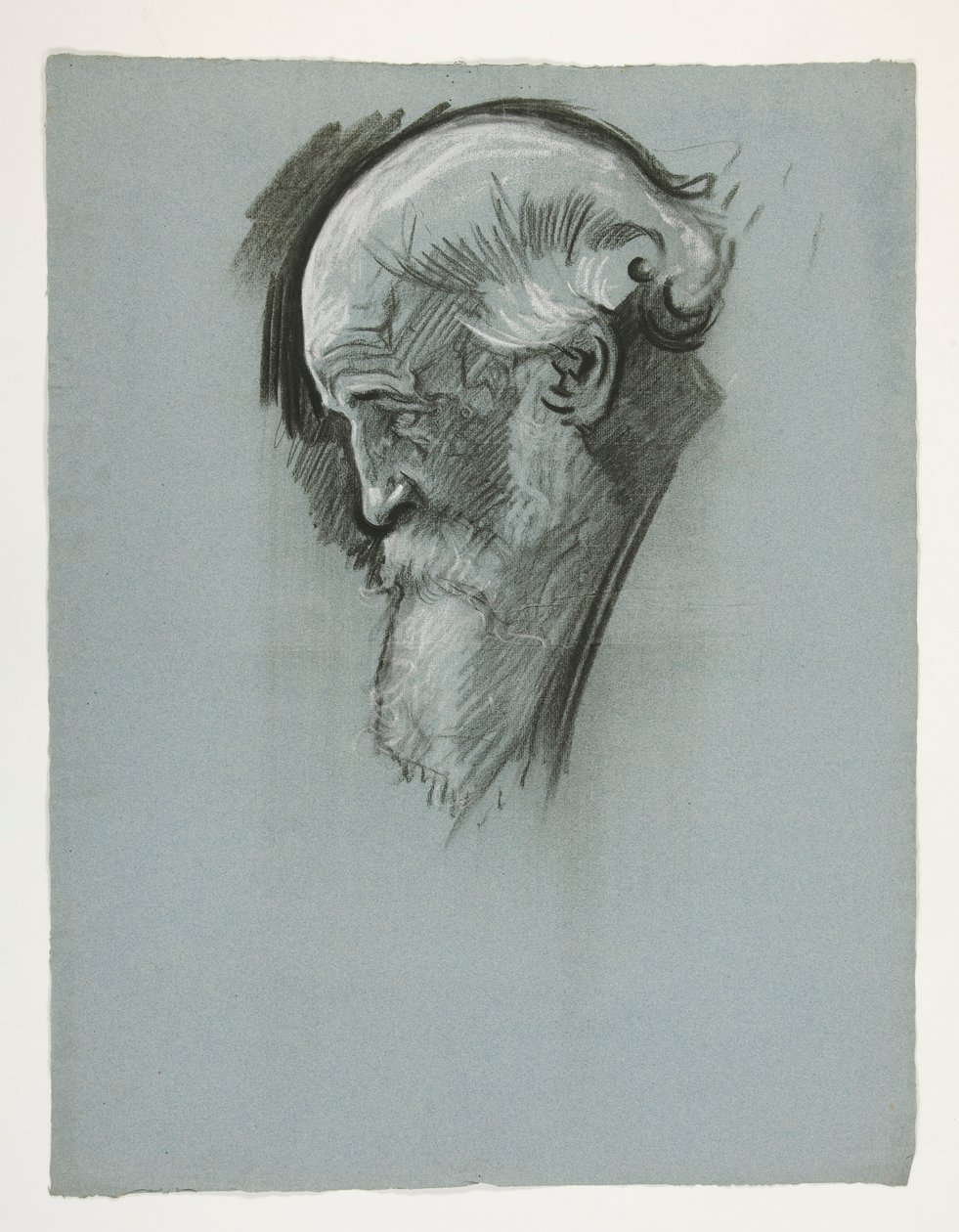 Studie af hovedet af en gammel skægget mand, for kong Arthur af Edwin Austin Abbey