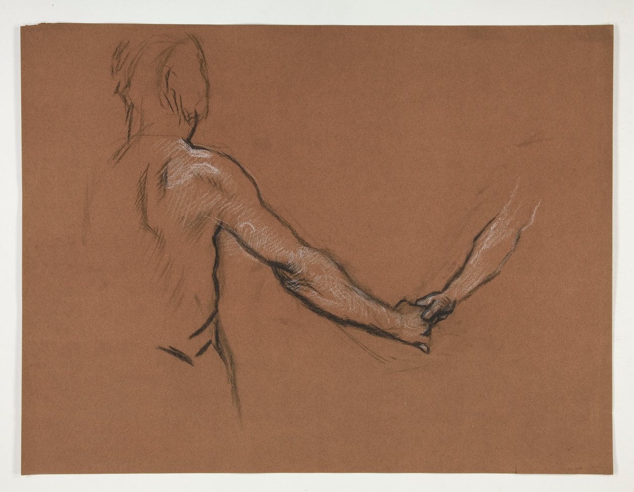 Studie af to figurer, der ryster hænder i af Edwin Austin Abbey