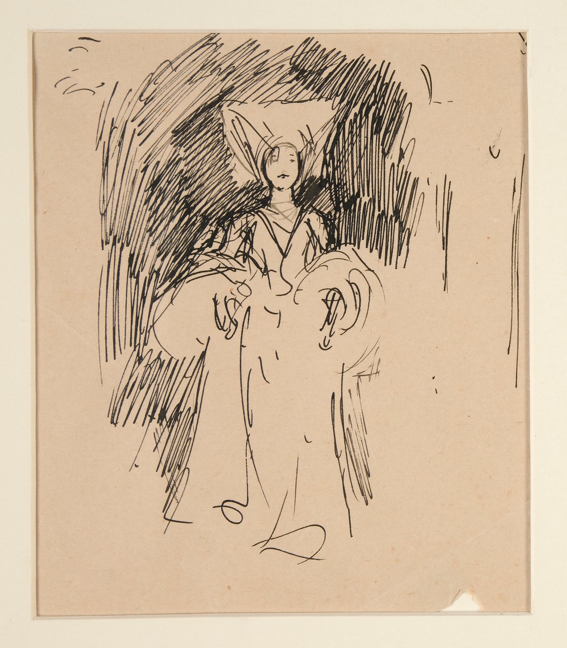 Studie af kvinde i middelalderdragt til af Edwin Austin Abbey