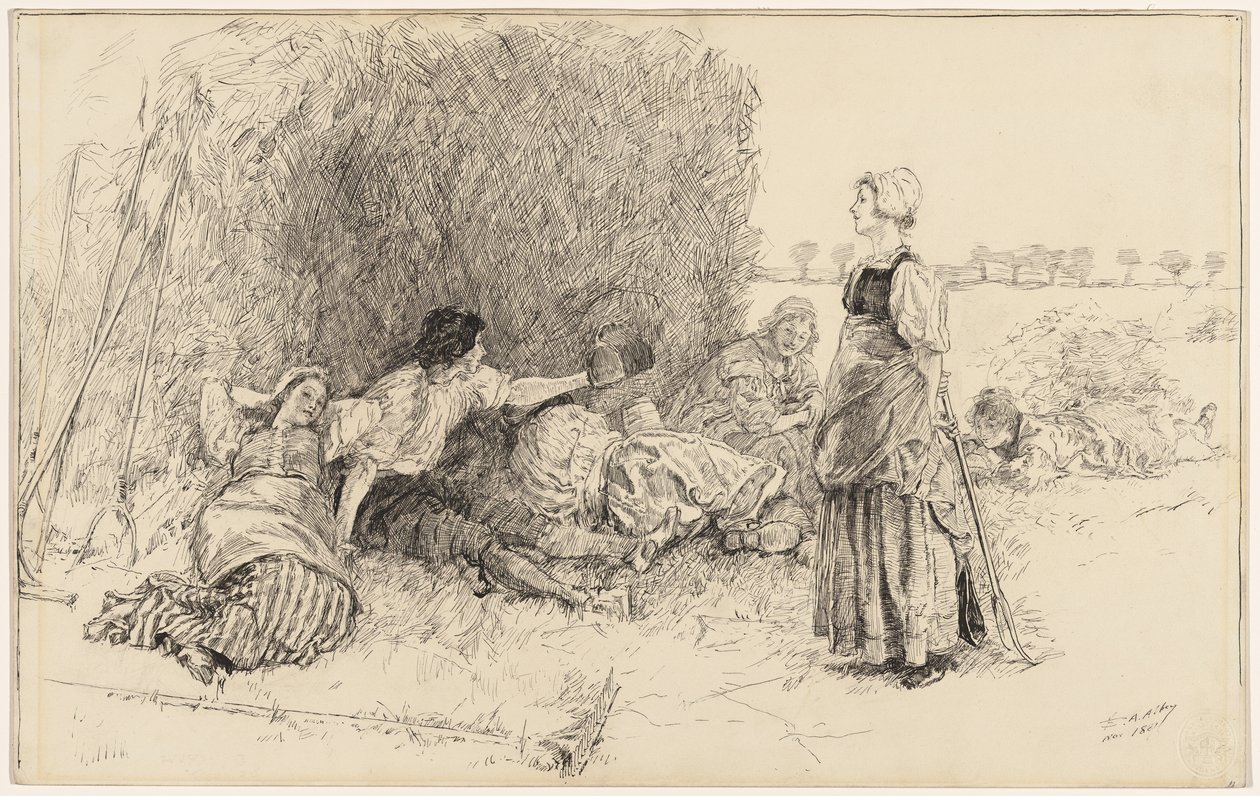 Høstfolkene, illustration til "Læderflasken" af Edwin Austin Abbey