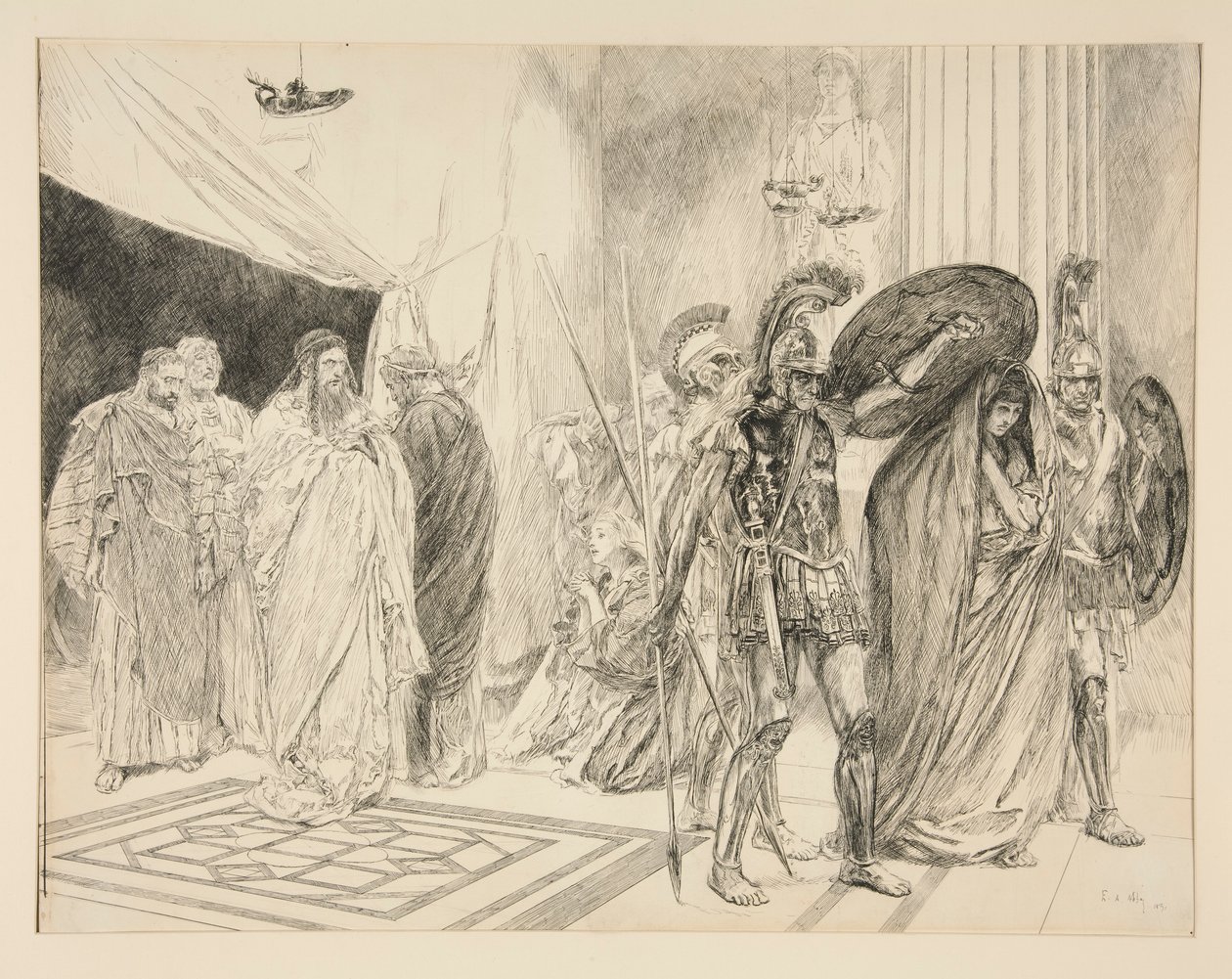Dronningens fængsling - Anden akt, Scene I, Vinteren af Edwin Austin Abbey