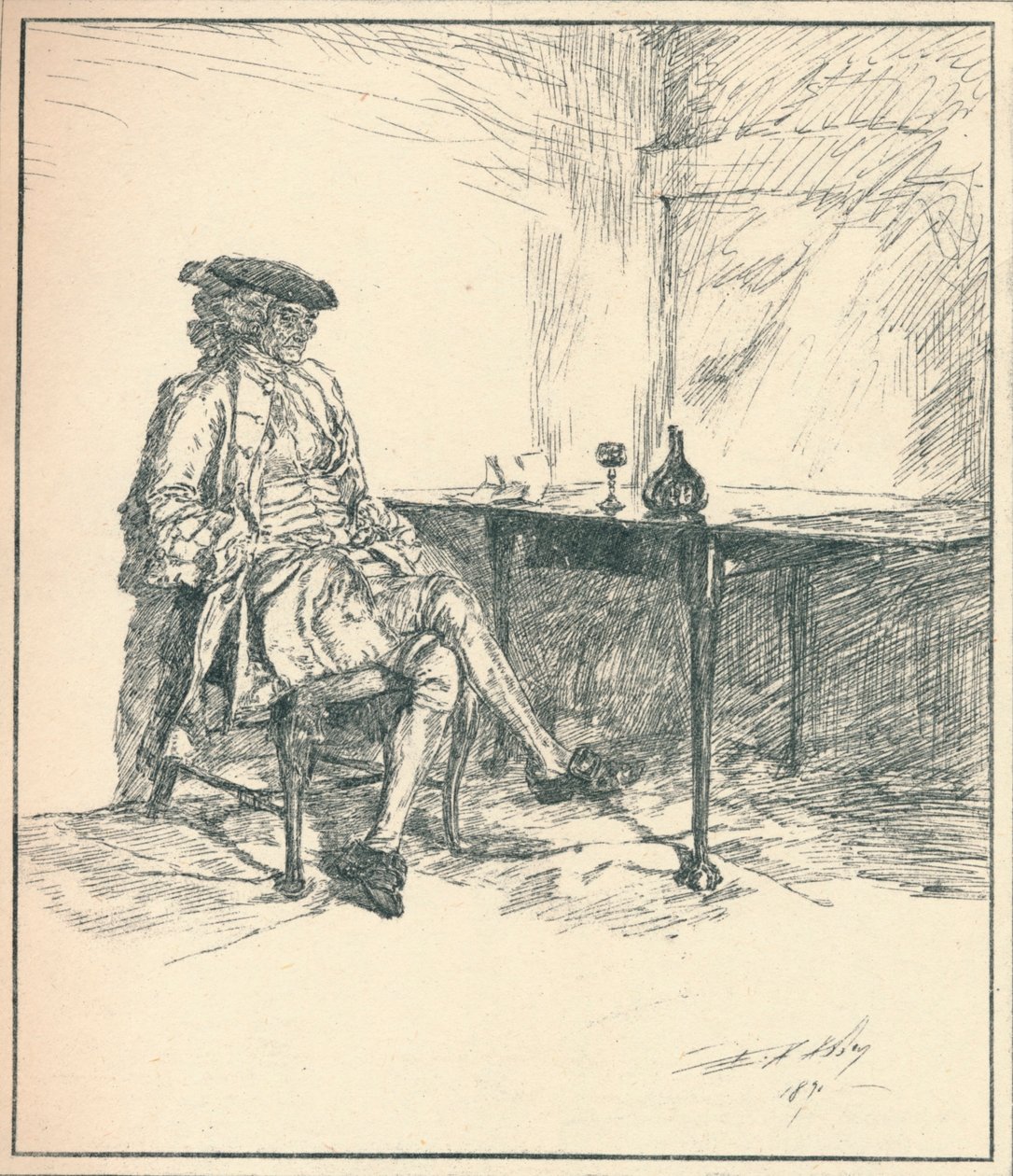 Brevet. Upubliceret pennetegning, 1890, 1923 af Edwin Austin Abbey