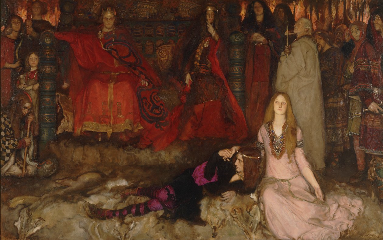 Skuespilscenen i Hamlet, akt III, Scene II af Edwin Austin Abbey