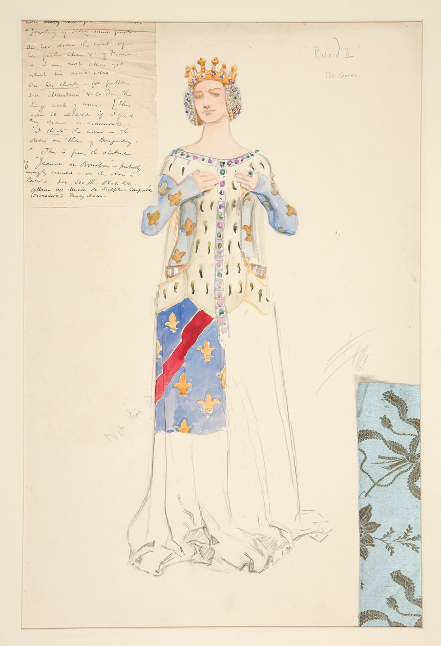 Dronningen, kostumeskitse til kong Richard II af Edwin Austin Abbey