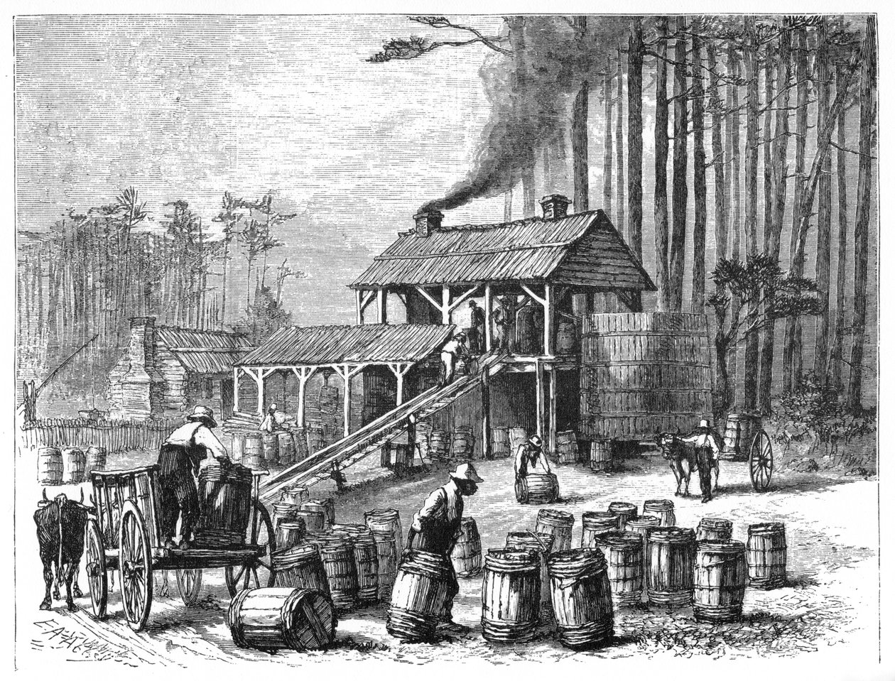 Terpentine Distillery, North Carolina, 1870. af Edwin Austin Abbey