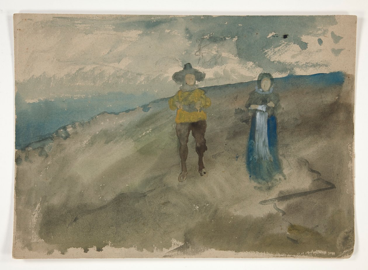 To Figurer i et Landskab (recto); Studie af mennesket af Edwin Austin Abbey