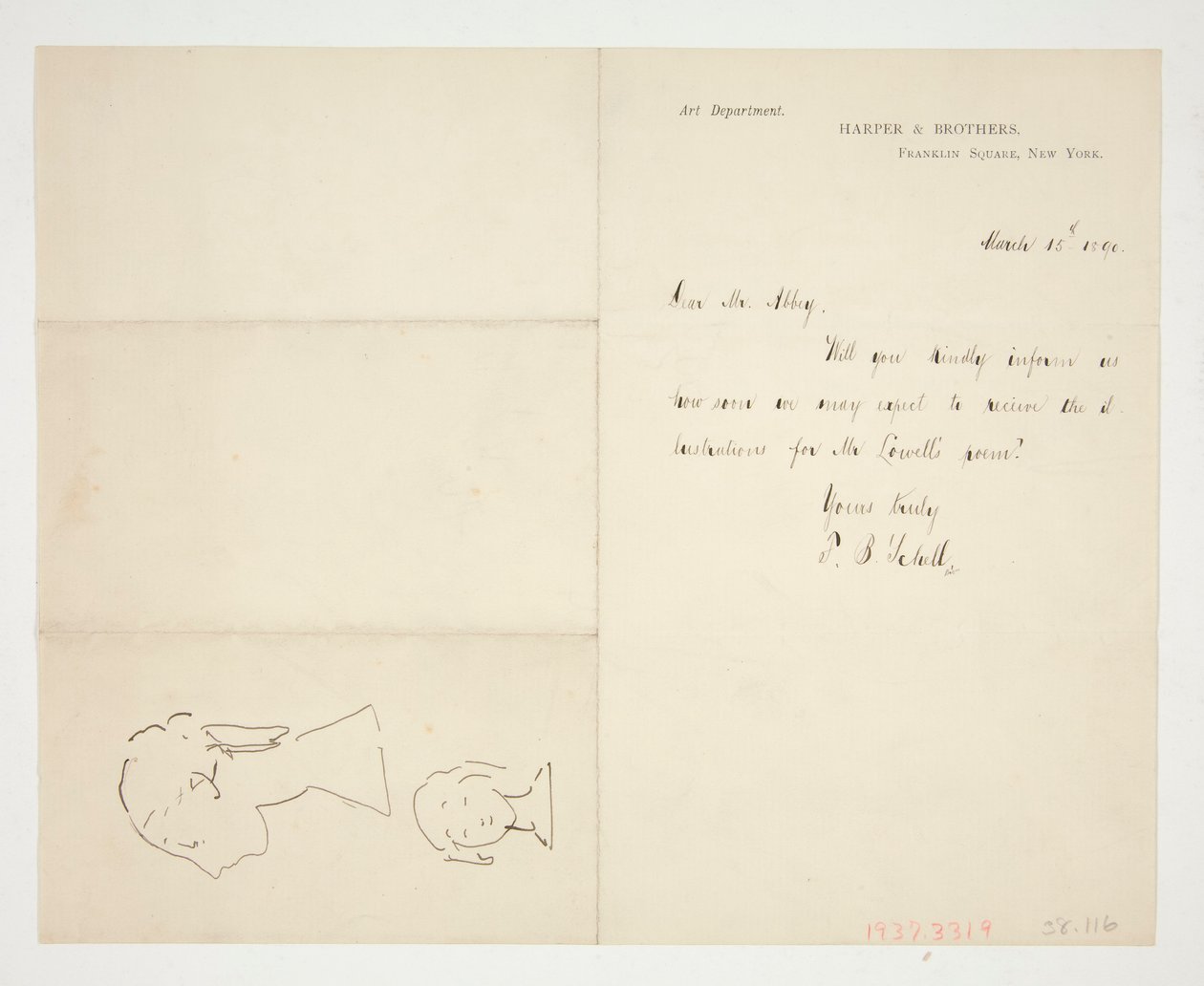To skitser af en buste af Edwin Austin Abbey