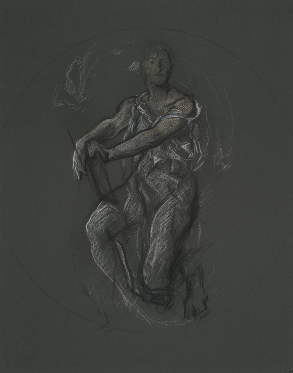 Uidentificeret figurstudie til vægmaleriprojekt ved Pennsylvania State Capitol Building, Harrisburg, 1902-1911 af Edwin Austin Abbey