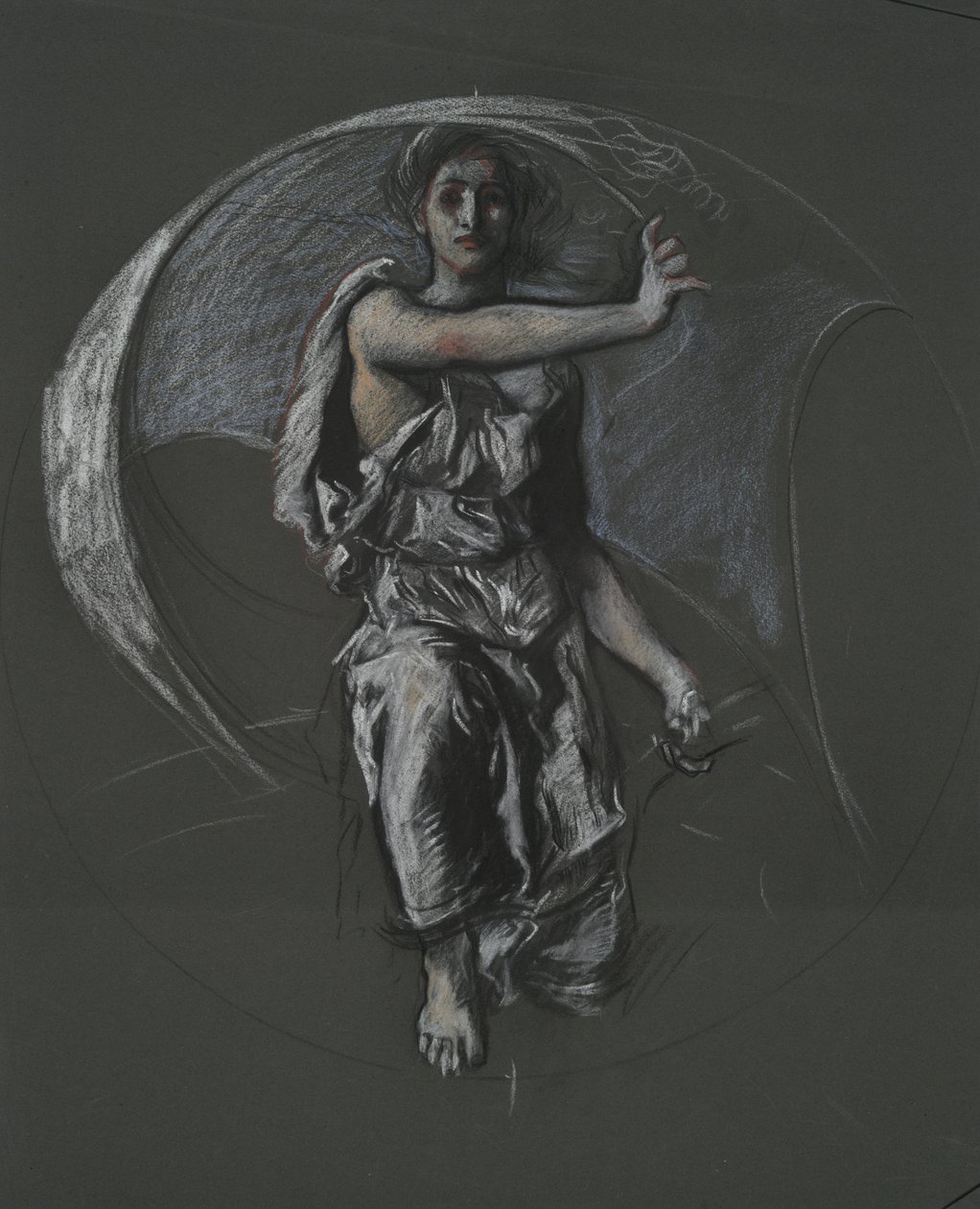 Uidentificeret figurstudie til vægmaleriprojekt ved Pennsylvania State Capitol Building, Harrisburg, 1902-1911 af Edwin Austin Abbey