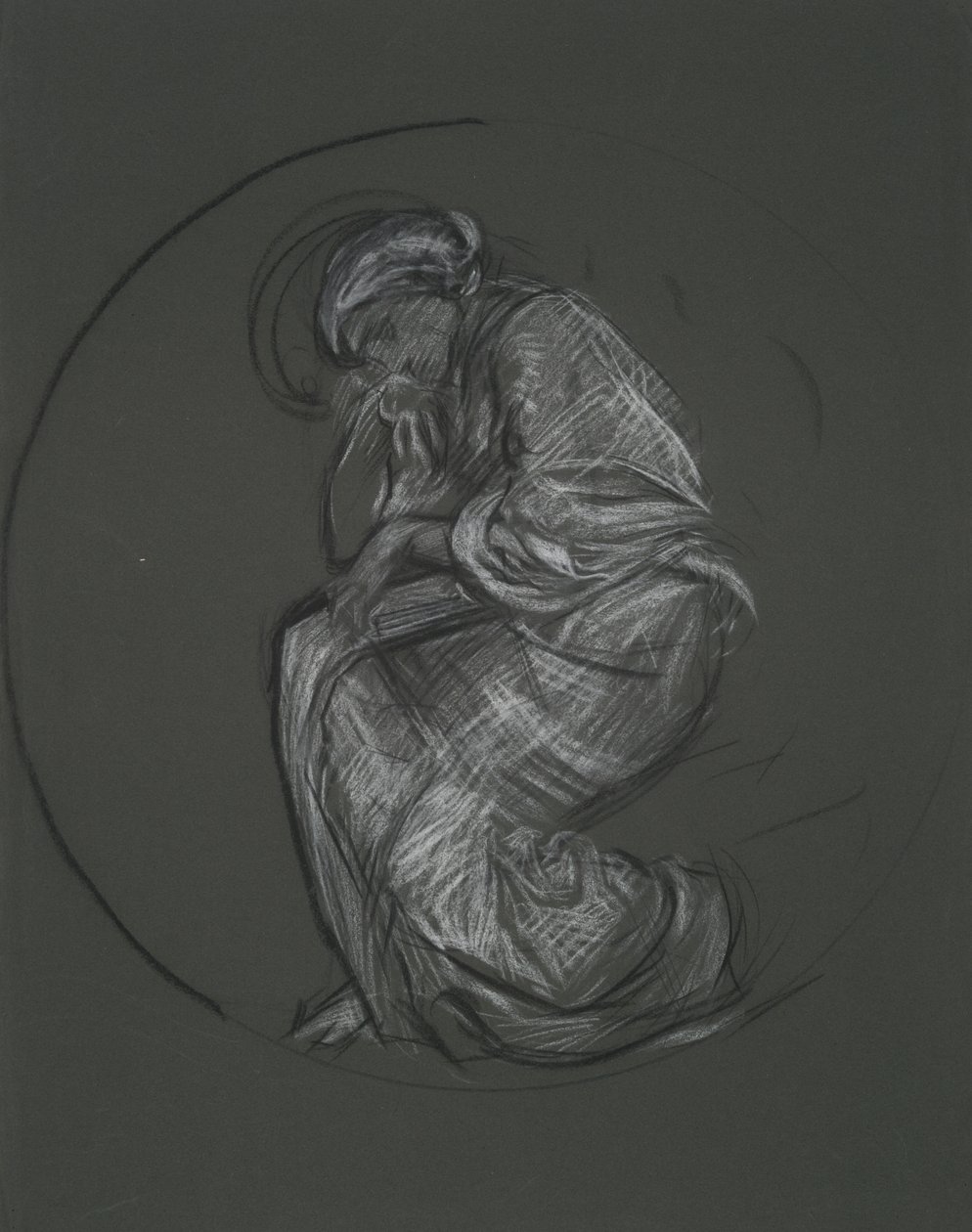 Uidentificeret figurstudie til vægmaleriprojekt ved Pennsylvania State Capitol Building, Harrisburg, 1902-1911 af Edwin Austin Abbey