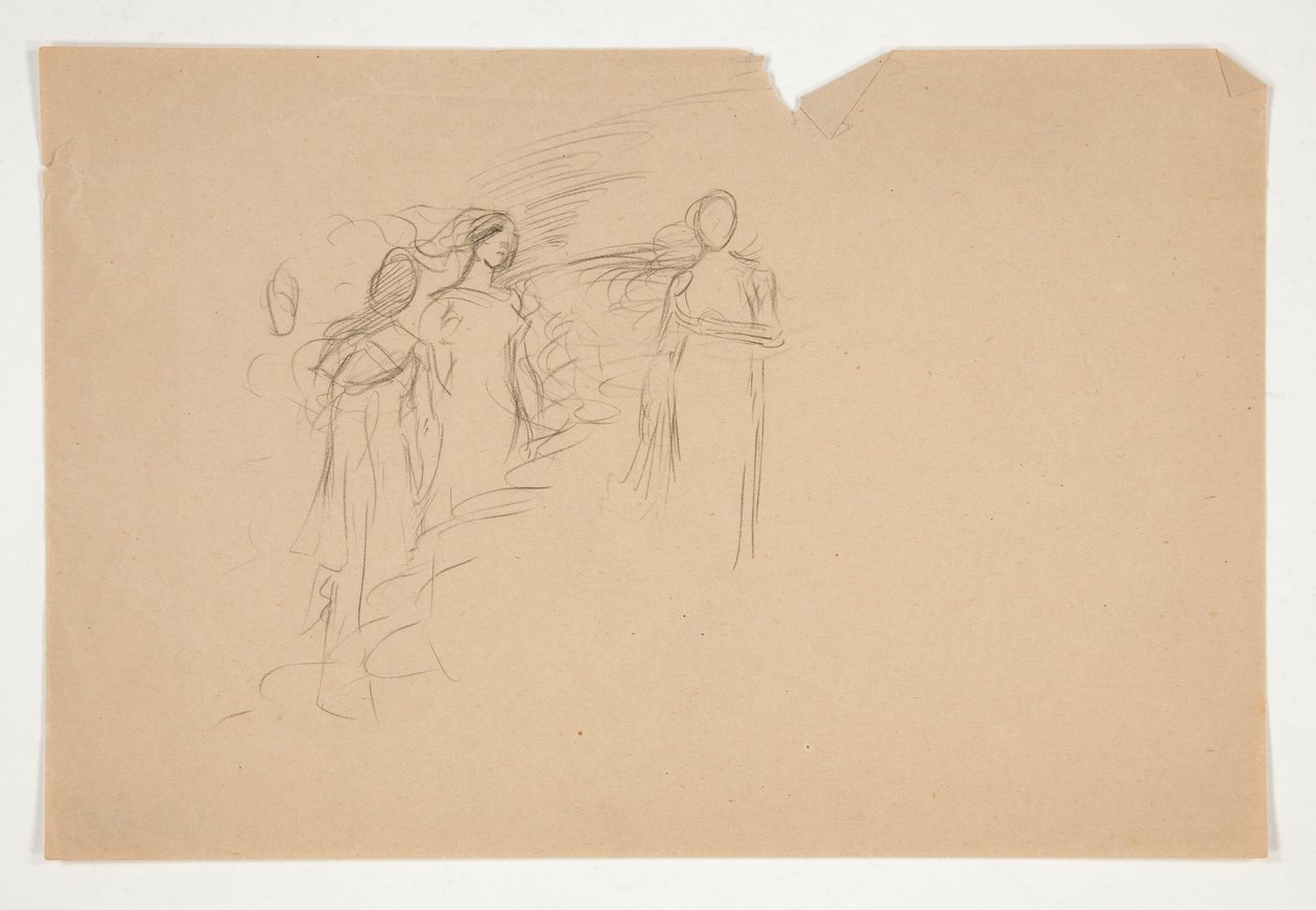 Uidentificeret illustration - Studie af tre kvindefigurer af Edwin Austin Abbey
