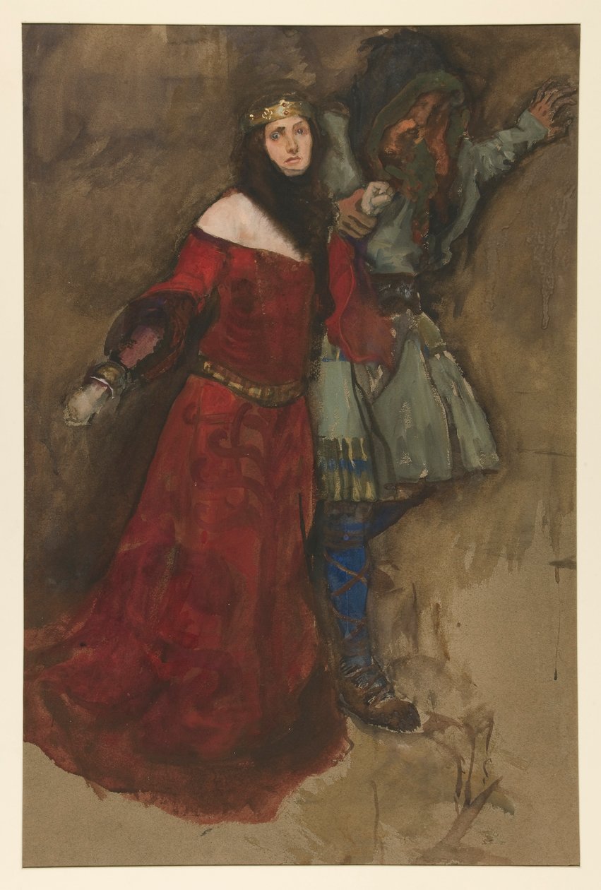 Uidentificeret scene, fra Hamlet eller Macbeth? af Edwin Austin Abbey