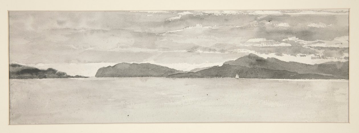 Vandscene med landskab af Edwin Austin Abbey
