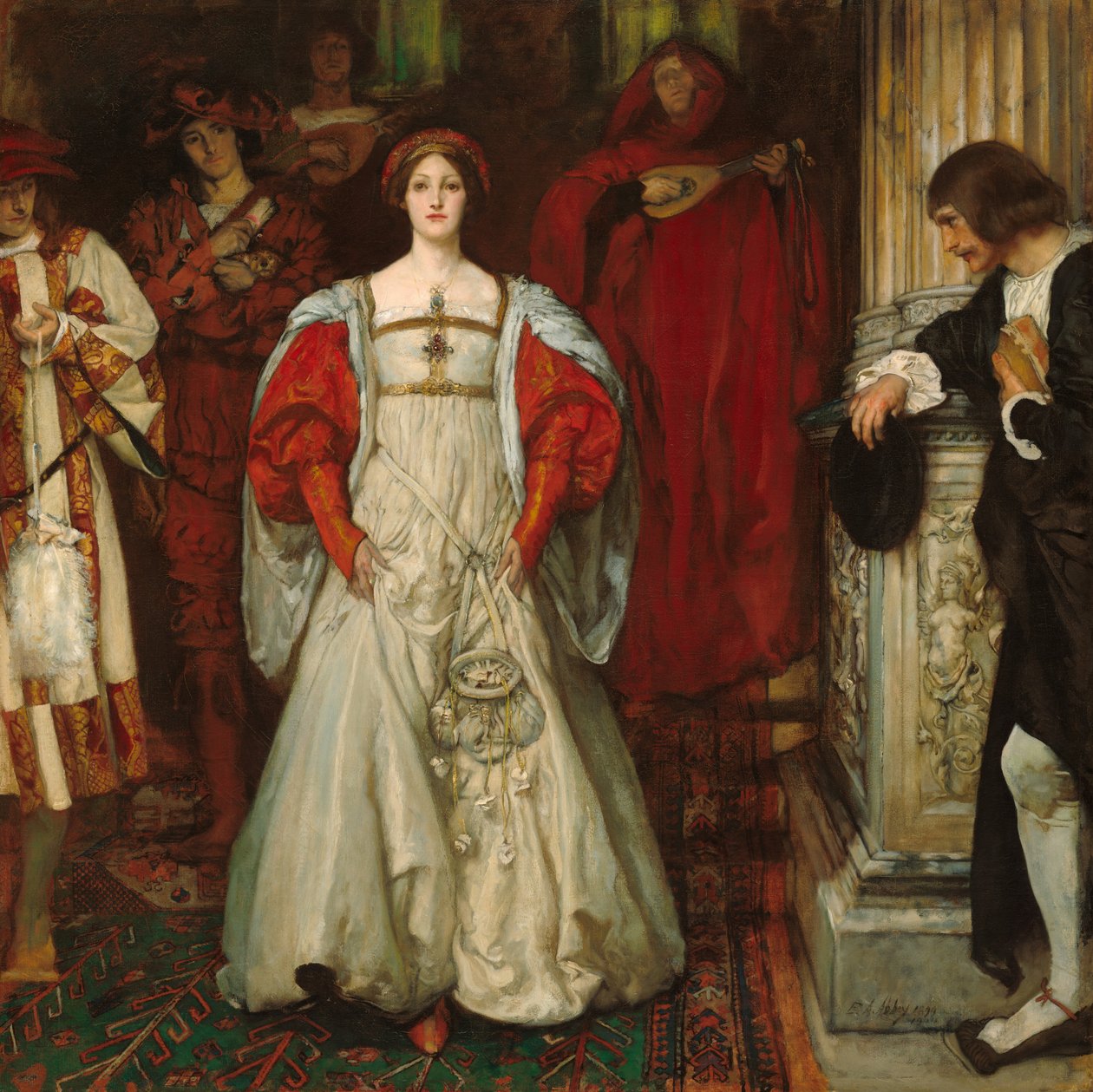 "Hvem er Sylvia? Hvad er hun, at alle svanerne roser hende?" af Edwin Austin Abbey