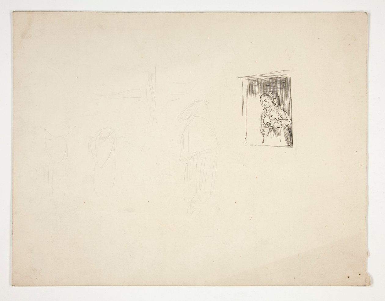 Kvinde ved vinduet - uidentificeret illustration af Edwin Austin Abbey