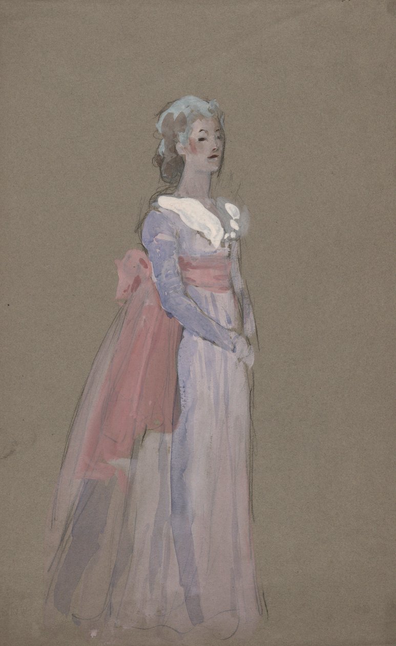 Kvinde i Empire-kjole - kostumestudie for La Tosca af Edwin Austin Abbey