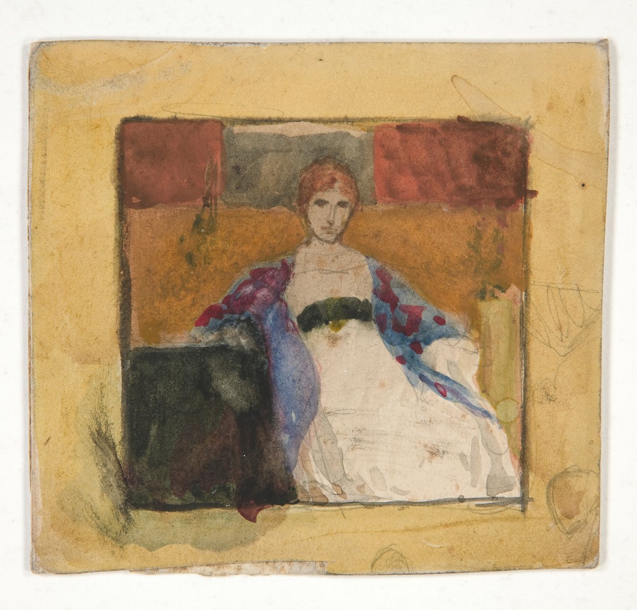 Kvinde siddende - uidentificeret illustration af Edwin Austin Abbey