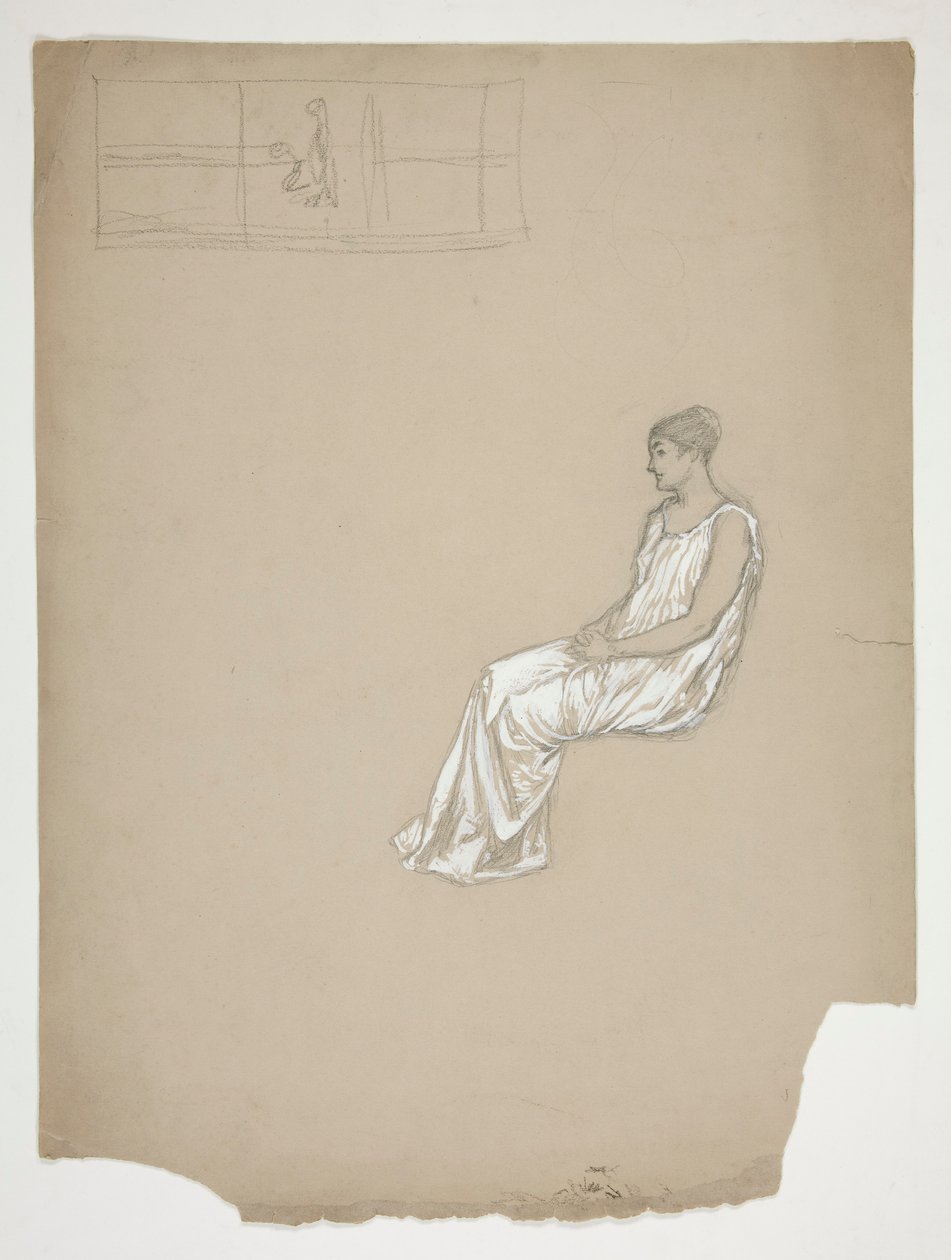 Kvinde siddende i klassisk dragt: studie for af Edwin Austin Abbey