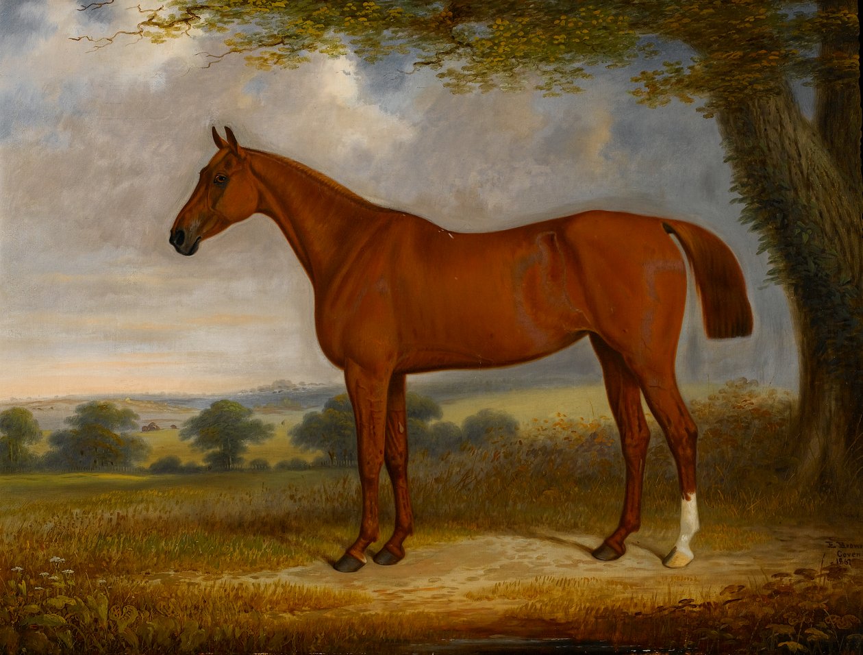 Kastanjejæger i et landskab, 1867 af Edwin Brown
