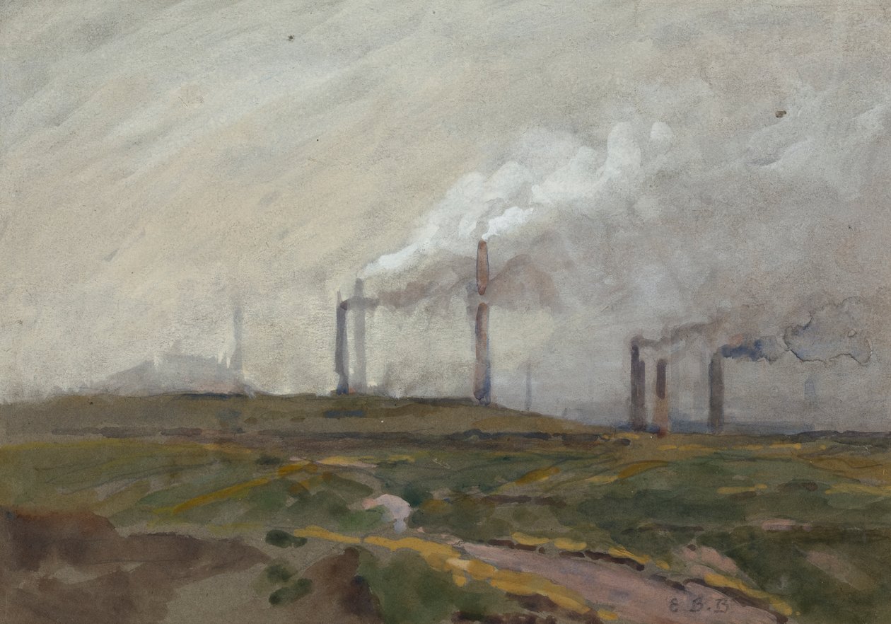 Aftenlandskab (akvarel på papir) af Edwin Butler Bayliss