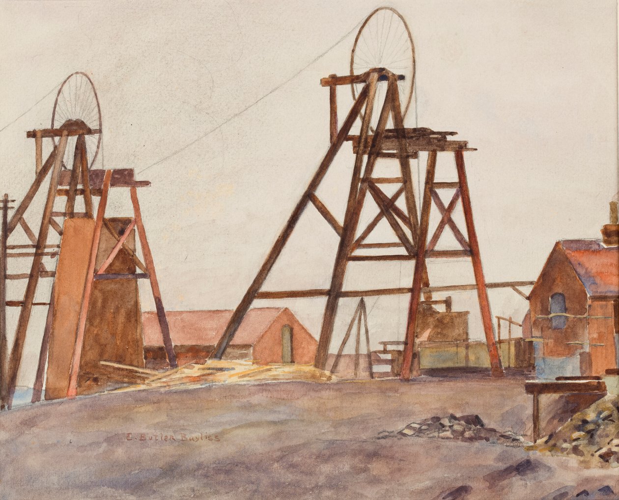 Pit wheels (akvarel på papir) af Edwin Butler Bayliss