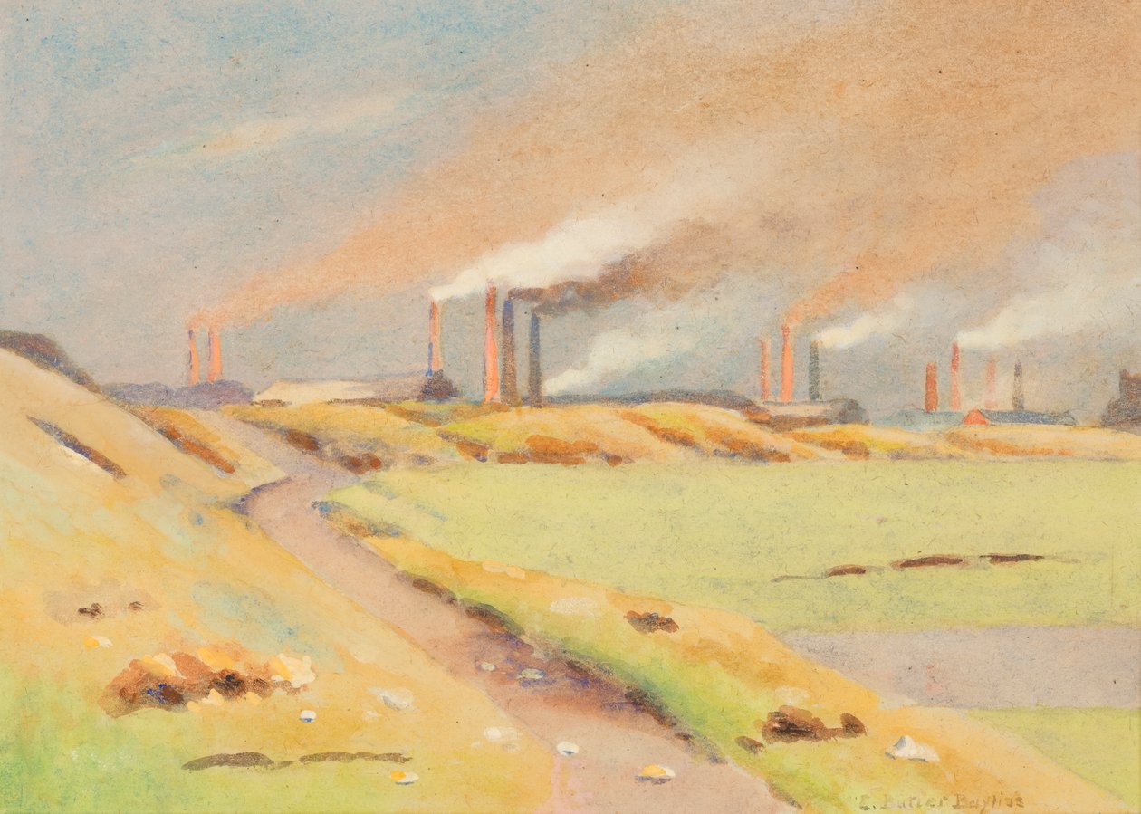 Skorstenene (akvarel på papir) af Edwin Butler Bayliss