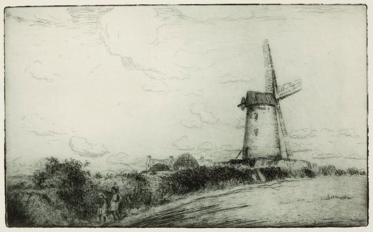 Vindmøllen (ætsning) af Edwin Butler Bayliss